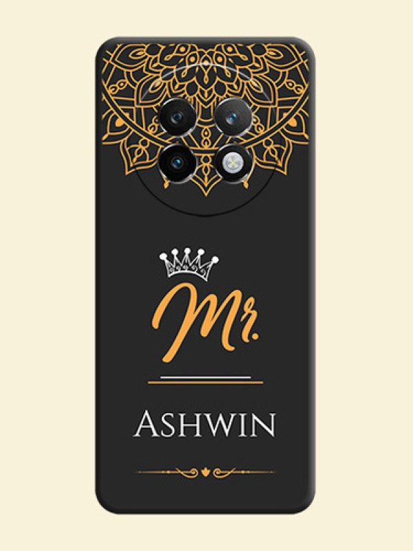 Mr Name with Floral Design On Space Black Custom Soft Matte Mobile Back Cover - Realme P1 Speed 5G