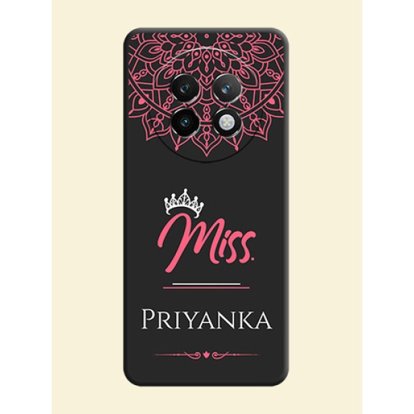 Mrs Name with Floral Design On Space Black Custom Soft Matte Mobile Back Cover - Realme P1 Speed 5G Mrs Name with Floral Design On Space Black Custom Soft Matte Mobile Back Cover - Realme P1 Speed 5G
