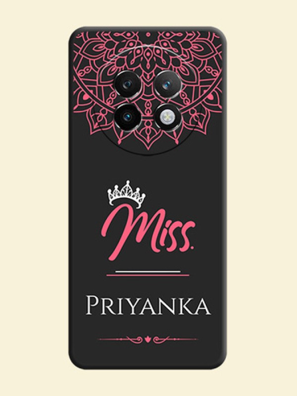 Mrs Name with Floral Design On Space Black Custom Soft Matte Mobile Back Cover - Realme P1 Speed 5G
