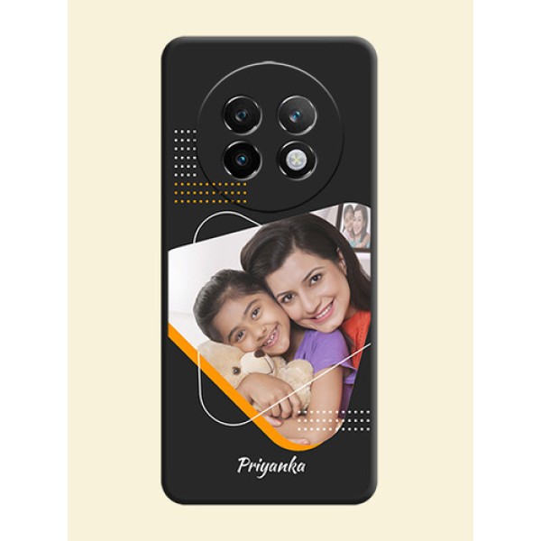 Yellow Triangle on Photo On Space Black Custom Soft Matte Mobile Back Cover - Realme P1 Speed 5G Yellow Triangle on Photo On Space Black Custom Soft Matte Mobile Back Cover - Realme P1 Speed 5G