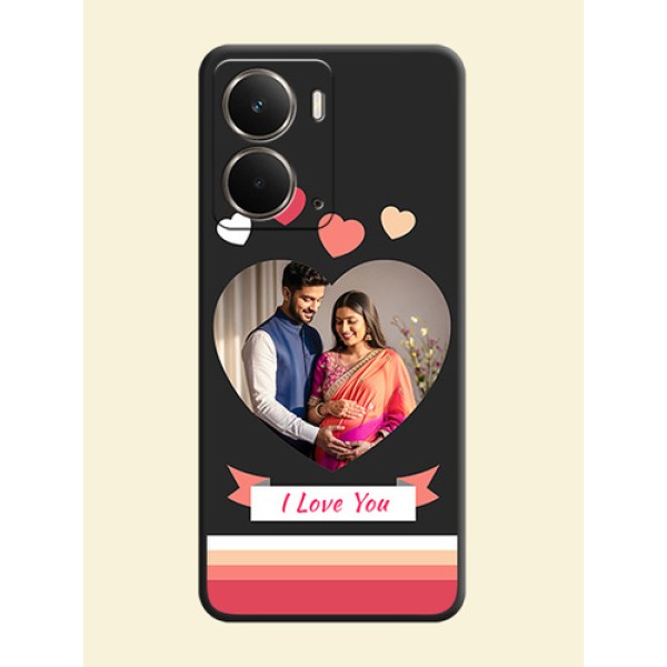Love Shaped Photo with Colorful Stripes On Space Black Custom Soft Matte Mobile Back Cover - Realme P3 5G Love Shaped Photo with Colorful Stripes On Space Black Custom Soft Matte Mobile Back Cover - Realme P3 5G