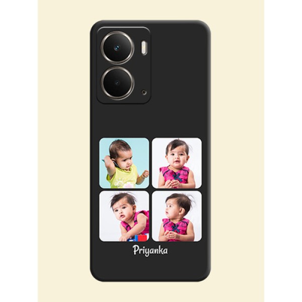 Floral Art with 6 Image Holder on Photo On Space Black Custom Soft Matte Mobile Back Cover - Realme P3 5G Floral Art with 6 Image Holder on Photo On Space Black Custom Soft Matte Mobile Back Cover - Realme P3 5G