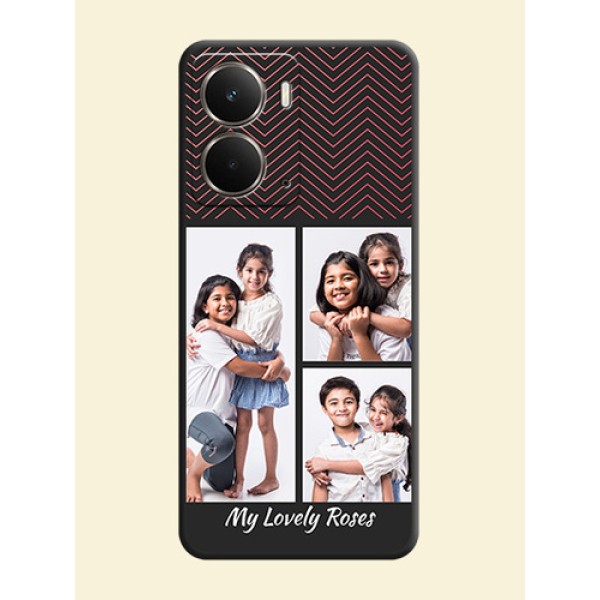 Wave Pattern with 3 Image Holder On Space Black Custom Soft Matte Mobile Back Cover - Realme P3 5G