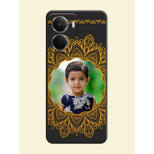 Round Image with Floral Design On Space Black Custom Soft Matte Mobile Back Cover - Realme P3 5G Round Image with Floral Design On Space Black Custom Soft Matte Mobile Back Cover - Realme P3 5G