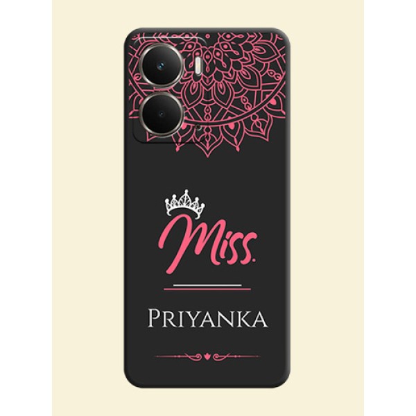 Mrs Name with Floral Design On Space Black Custom Soft Matte Mobile Back Cover - Realme P3 5G Mrs Name with Floral Design On Space Black Custom Soft Matte Mobile Back Cover - Realme P3 5G