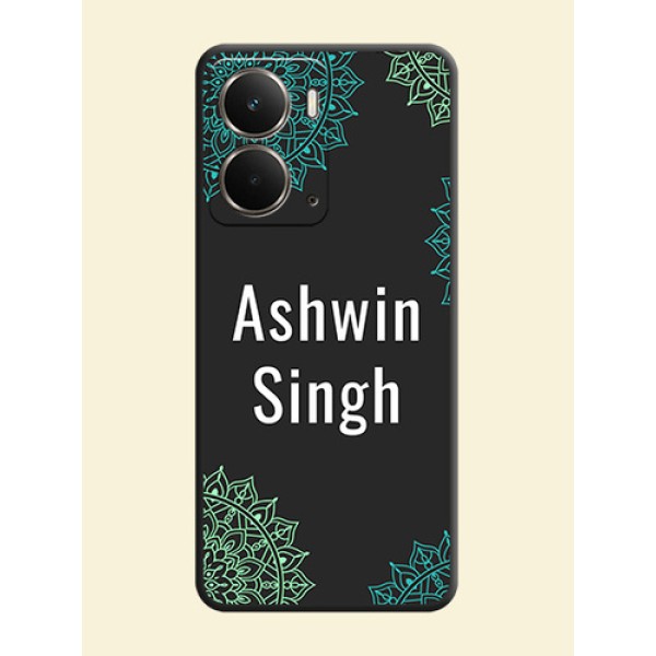 Your Name with Floral Design On Space Black Custom Soft Matte Mobile Back Cover - Realme P3 5G Your Name with Floral Design On Space Black Custom Soft Matte Mobile Back Cover - Realme P3 5G