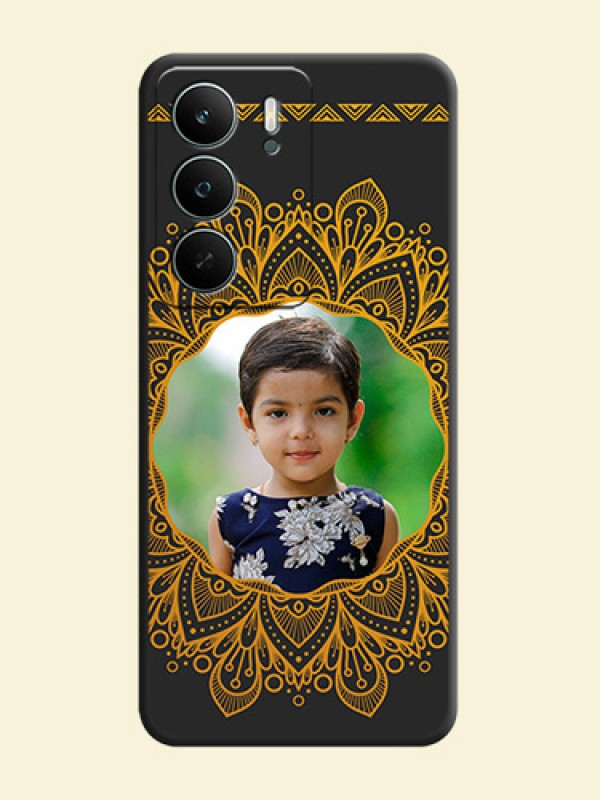 Round Image with Floral Design On Space Black Custom Soft Matte Mobile Back Cover - Realme P3 Lite 5G