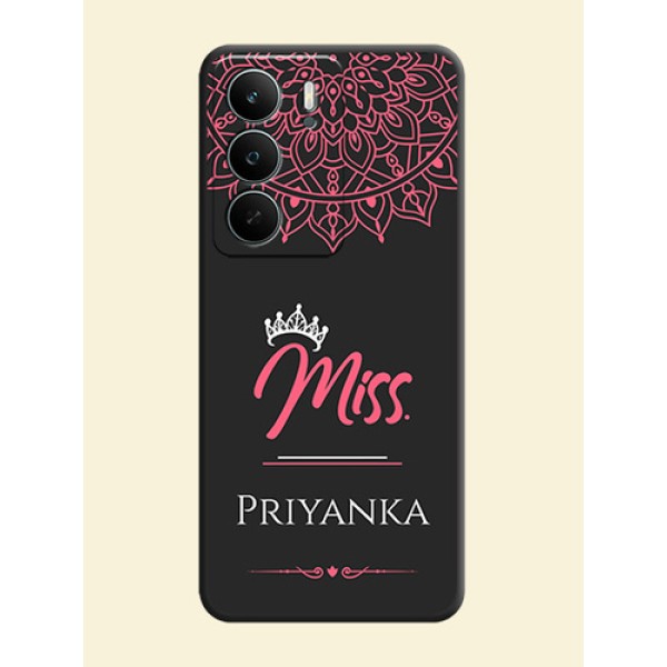 Mrs Name with Floral Design On Space Black Custom Soft Matte Mobile Back Cover - Realme P3 Lite 5G Mrs Name with Floral Design On Space Black Custom Soft Matte Mobile Back Cover - Realme P3 Lite 5G