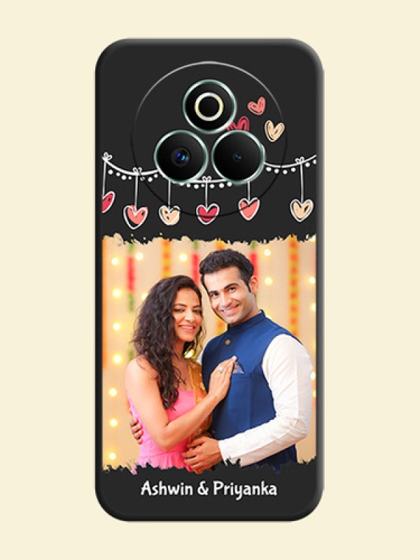 Pink Love Hangings with Name On Space Black Custom Soft Matte Mobile Back Cover - Realme P3 Pro 5G