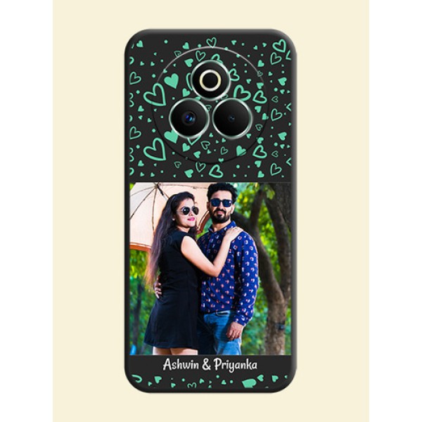 Sea Green Indefinite Love Pattern on Photo On Space Black Custom Soft Matte Mobile Back Cover - Realme P3 Pro 5G Sea Green Indefinite Love Pattern on Photo On Space Black Custom Soft Matte Mobile Back Cover - Realme P3 Pro 5G