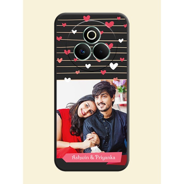 Love Pattern with Name on Pink Ribbon on Photo On Space Black Custom Soft Matte Mobile Back Cover - Realme P3 Pro 5G Love Pattern with Name on Pink Ribbon on Photo On Space Black Custom Soft Matte Mobile Back Cover - Realme P3 Pro 5G