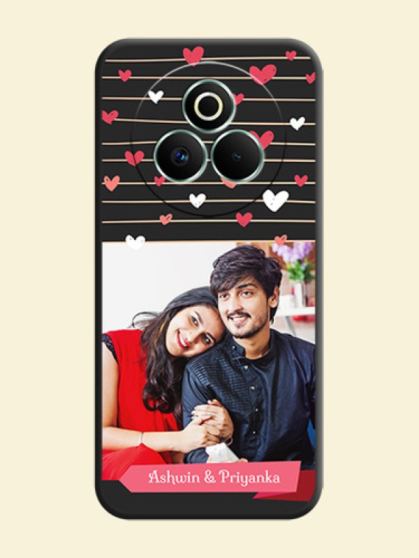 Love Pattern with Name on Pink Ribbon on Photo On Space Black Custom Soft Matte Mobile Back Cover - Realme P3 Pro 5G