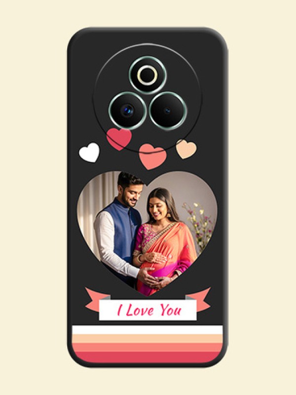 Love Shaped Photo with Colorful Stripes On Space Black Custom Soft Matte Mobile Back Cover - Realme P3 Pro 5G