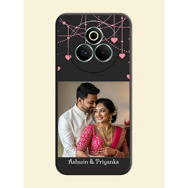 Pink Love Hangings with Text On Space Black Custom Soft Matte Mobile Back Cover - Realme P3 Pro 5G Pink Love Hangings with Text On Space Black Custom Soft Matte Mobile Back Cover - Realme P3 Pro 5G