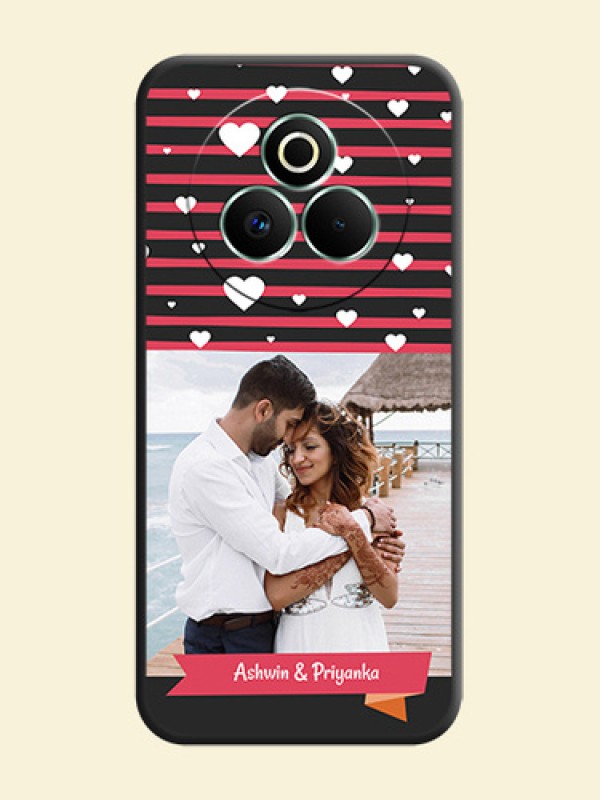 White Color Love Symbols with Pink Lines Pattern On Space Black Custom Soft Matte Mobile Back Cover - Realme P3 Pro 5G