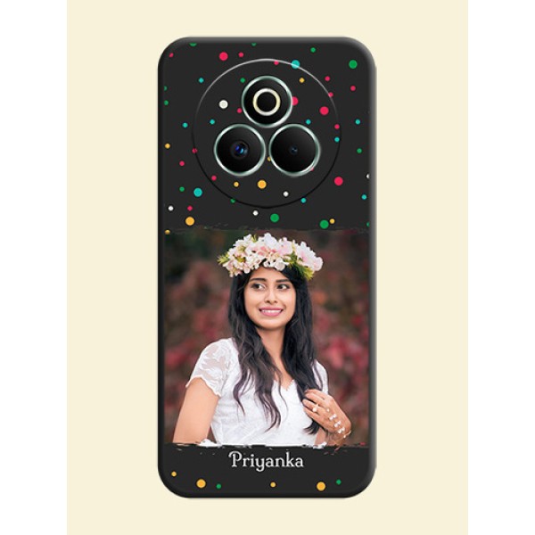 Multicolor Dotted Pattern with Text On Space Black Custom Soft Matte Mobile Back Cover - Realme P3 Pro 5G Multicolor Dotted Pattern with Text On Space Black Custom Soft Matte Mobile Back Cover - Realme P3 Pro 5G