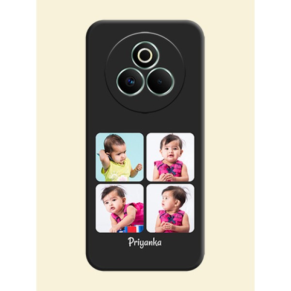 Floral Art with 6 Image Holder on Photo On Space Black Custom Soft Matte Mobile Back Cover - Realme P3 Pro 5G Floral Art with 6 Image Holder on Photo On Space Black Custom Soft Matte Mobile Back Cover - Realme P3 Pro 5G