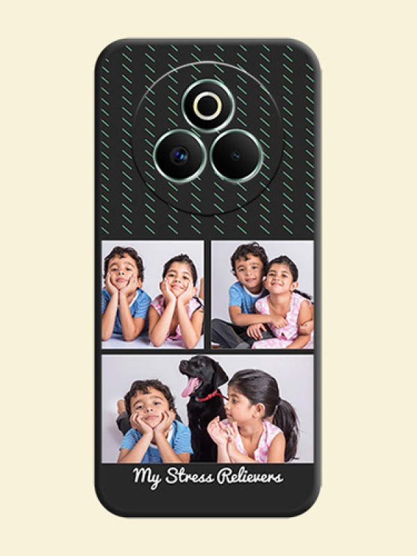 Cross Dotted Pattern with 2 Image Holder On Space Black Custom Soft Matte Mobile Back Cover - Realme P3 Pro 5G