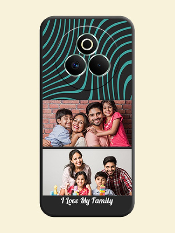 Wave Pattern with 2 Image Holder On Space Black Custom Soft Matte Mobile Back Cover - Realme P3 Pro 5G