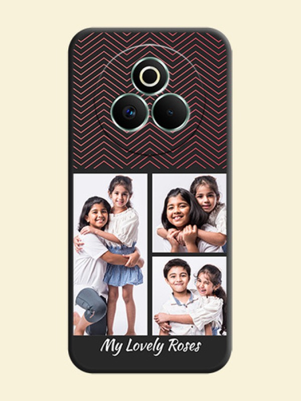 Wave Pattern with 3 Image Holder On Space Black Custom Soft Matte Mobile Back Cover - Realme P3 Pro 5G