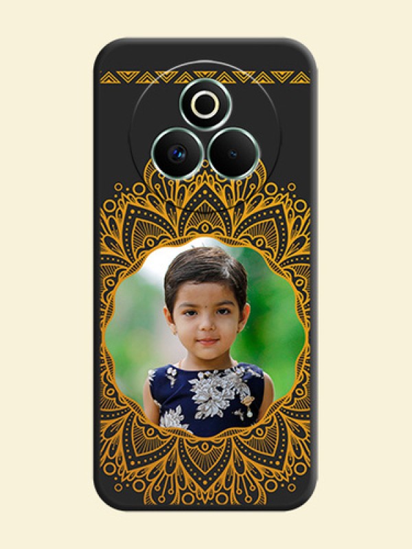Round Image with Floral Design On Space Black Custom Soft Matte Mobile Back Cover - Realme P3 Pro 5G