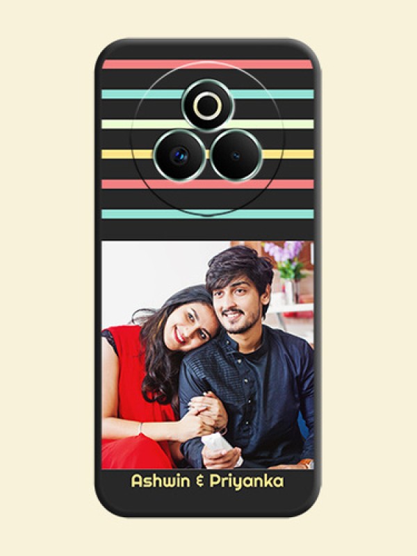 Color Stripes with Photo and Text on Photo On Space Black Custom Soft Matte Mobile Back Cover - Realme P3 Pro 5G