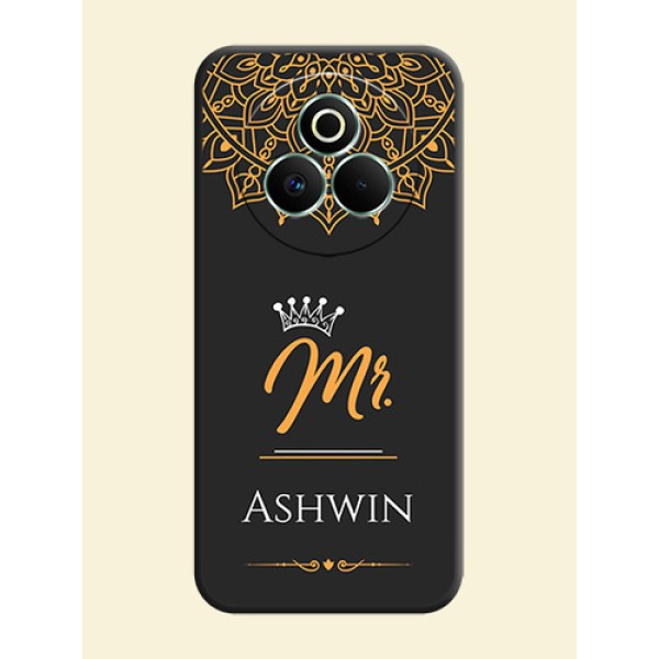 Mr Name with Floral Design On Space Black Custom Soft Matte Mobile Back Cover - Realme P3 Pro 5G Mr Name with Floral Design On Space Black Custom Soft Matte Mobile Back Cover - Realme P3 Pro 5G