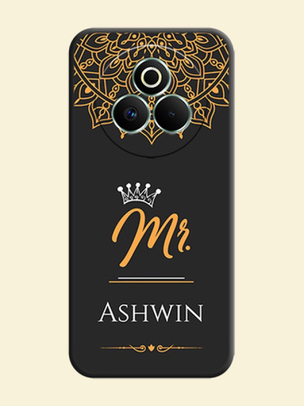 Mr Name with Floral Design On Space Black Custom Soft Matte Mobile Back Cover - Realme P3 Pro 5G