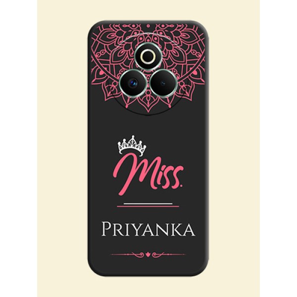 Mrs Name with Floral Design On Space Black Custom Soft Matte Mobile Back Cover - Realme P3 Pro 5G Mrs Name with Floral Design On Space Black Custom Soft Matte Mobile Back Cover - Realme P3 Pro 5G