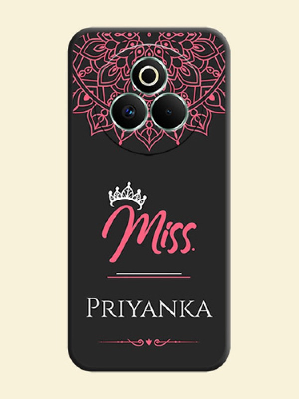 Mrs Name with Floral Design On Space Black Custom Soft Matte Mobile Back Cover - Realme P3 Pro 5G