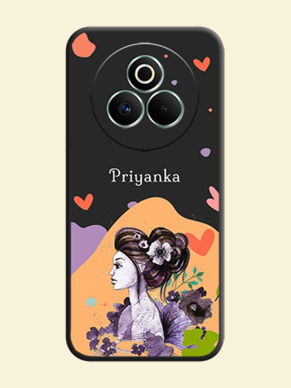 Namecase For Her With Fancy Lady Image On Space Black Custom Soft Matte Mobile Back Cover - Realme P3 Pro 5G