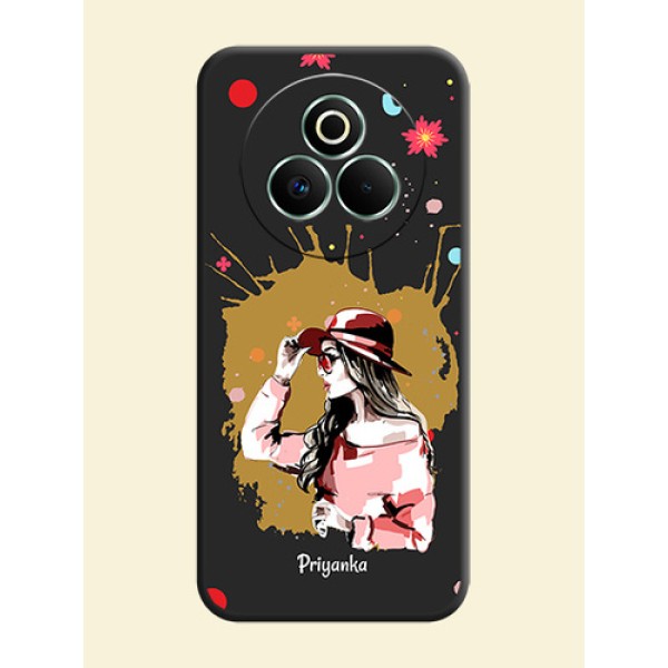 Mordern Lady With Color Splash Background With Custom Text On Space Black Custom Soft Matte Mobile Back Cover - Realme P3 Pro 5G
