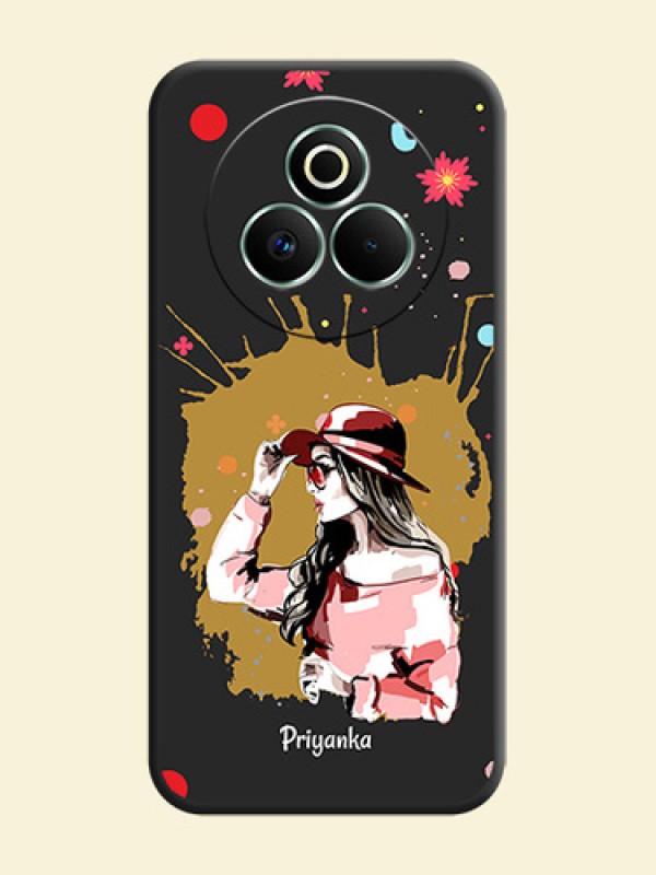 Mordern Lady With Color Splash Background With Custom Text On Space Black Custom Soft Matte Mobile Back Cover - Realme P3 Pro 5G