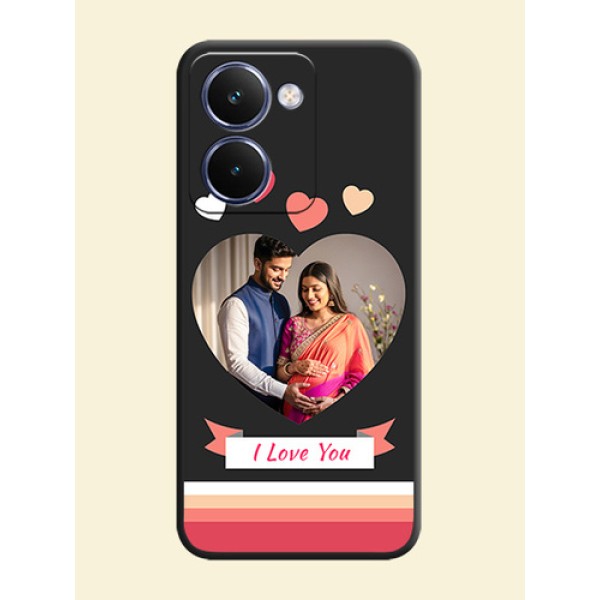 Love Shaped Photo with Colorful Stripes On Space Black Custom Soft Matte Mobile Back Cover - Realme P3 Ultra 5G Love Shaped Photo with Colorful Stripes On Space Black Custom Soft Matte Mobile Back Cover - Realme P3 Ultra 5G