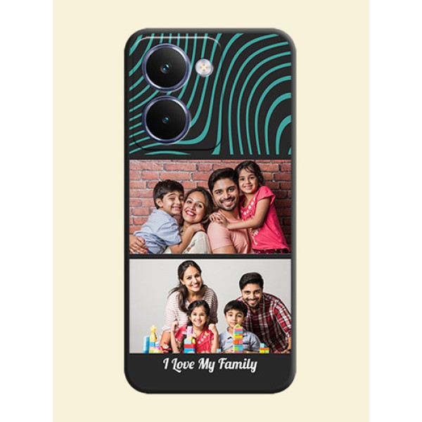 Wave Pattern with 2 Image Holder On Space Black Custom Soft Matte Mobile Back Cover - Realme P3 Ultra 5G Wave Pattern with 2 Image Holder On Space Black Custom Soft Matte Mobile Back Cover - Realme P3 Ultra 5G