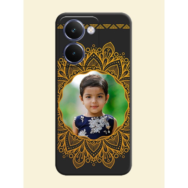 Round Image with Floral Design On Space Black Custom Soft Matte Mobile Back Cover - Realme P3 Ultra 5G Round Image with Floral Design On Space Black Custom Soft Matte Mobile Back Cover - Realme P3 Ultra 5G