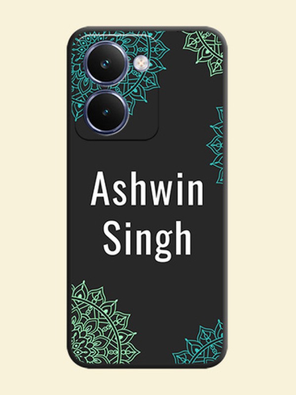 Your Name with Floral Design On Space Black Custom Soft Matte Mobile Back Cover - Realme P3 Ultra 5G