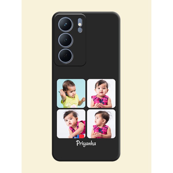 Floral Art with 6 Image Holder on Photo On Space Black Custom Soft Matte Mobile Back Cover - Realme P3x 5G Floral Art with 6 Image Holder on Photo On Space Black Custom Soft Matte Mobile Back Cover - Realme P3x 5G
