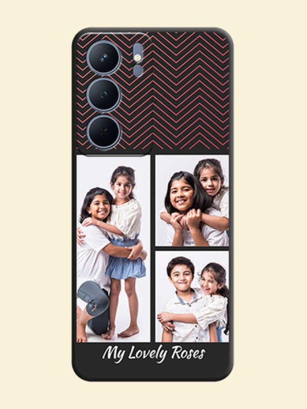 Wave Pattern with 3 Image Holder On Space Black Custom Soft Matte Mobile Back Cover - Realme P3x 5G