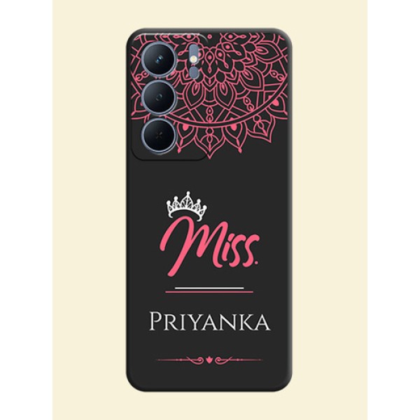 Mrs Name with Floral Design On Space Black Custom Soft Matte Mobile Back Cover - Realme P3x 5G Mrs Name with Floral Design On Space Black Custom Soft Matte Mobile Back Cover - Realme P3x 5G