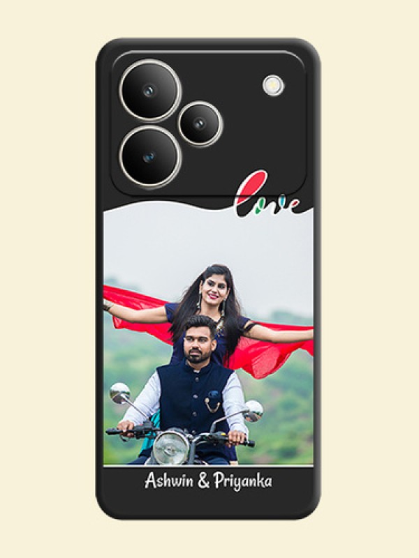 Fall in Love Pattern with Picture on Photo On Space Black Custom Soft Matte Mobile Back Cover - Realme P4 5G