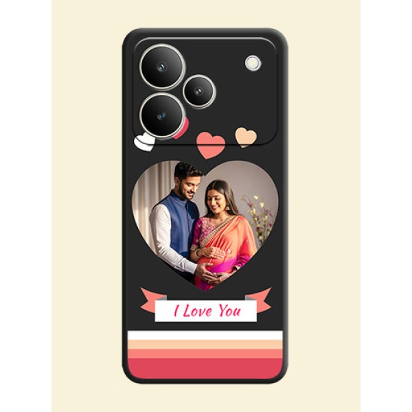Love Shaped Photo with Colorful Stripes On Space Black Custom Soft Matte Mobile Back Cover - Realme P4 5G Love Shaped Photo with Colorful Stripes On Space Black Custom Soft Matte Mobile Back Cover - Realme P4 5G