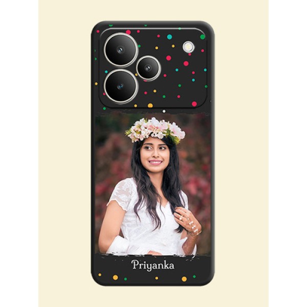 Multicolor Dotted Pattern with Text On Space Black Custom Soft Matte Mobile Back Cover - Realme P4 5G Multicolor Dotted Pattern with Text On Space Black Custom Soft Matte Mobile Back Cover - Realme P4 5G