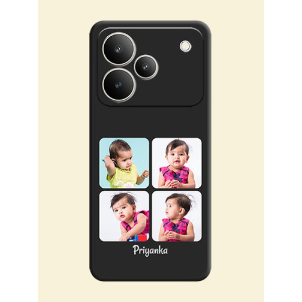 Floral Art with 6 Image Holder on Photo On Space Black Custom Soft Matte Mobile Back Cover - Realme P4 5G Floral Art with 6 Image Holder on Photo On Space Black Custom Soft Matte Mobile Back Cover - Realme P4 5G