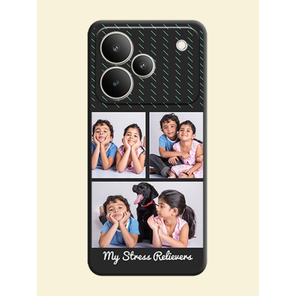 Cross Dotted Pattern with 2 Image Holder On Space Black Custom Soft Matte Mobile Back Cover - Realme P4 5G Cross Dotted Pattern with 2 Image Holder On Space Black Custom Soft Matte Mobile Back Cover - Realme P4 5G