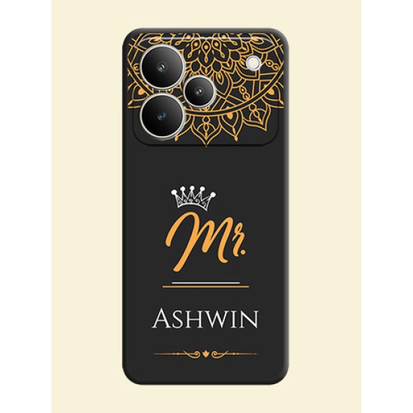 Mr Name with Floral Design On Space Black Custom Soft Matte Mobile Back Cover - Realme P4 5G Mr Name with Floral Design On Space Black Custom Soft Matte Mobile Back Cover - Realme P4 5G