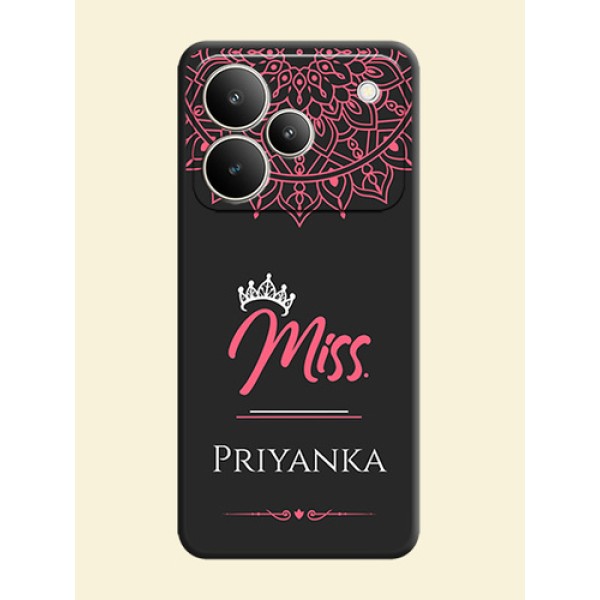 Mrs Name with Floral Design On Space Black Custom Soft Matte Mobile Back Cover - Realme P4 5G Mrs Name with Floral Design On Space Black Custom Soft Matte Mobile Back Cover - Realme P4 5G