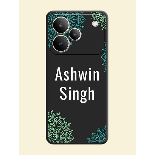 Your Name with Floral Design On Space Black Custom Soft Matte Mobile Back Cover - Realme P4 5G Your Name with Floral Design On Space Black Custom Soft Matte Mobile Back Cover - Realme P4 5G