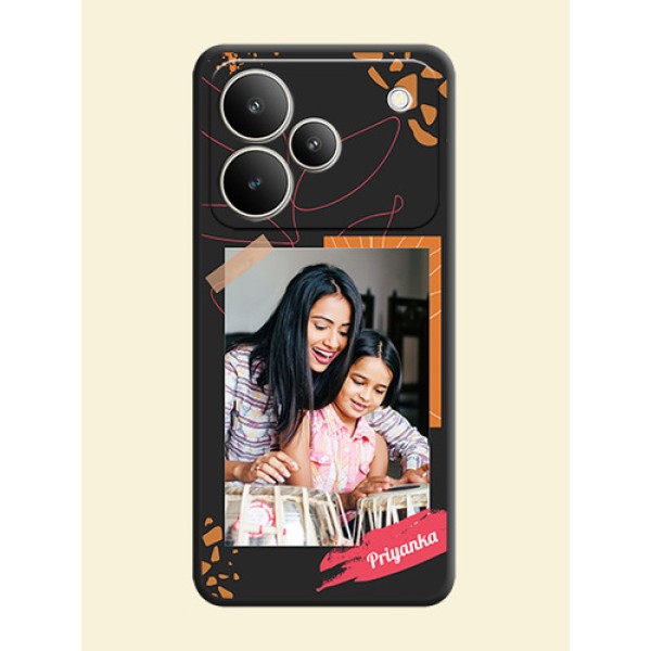 Orange Photo Frame On Space Black Custom Soft Matte Mobile Back Cover - Realme P4 5G Orange Photo Frame On Space Black Custom Soft Matte Mobile Back Cover - Realme P4 5G