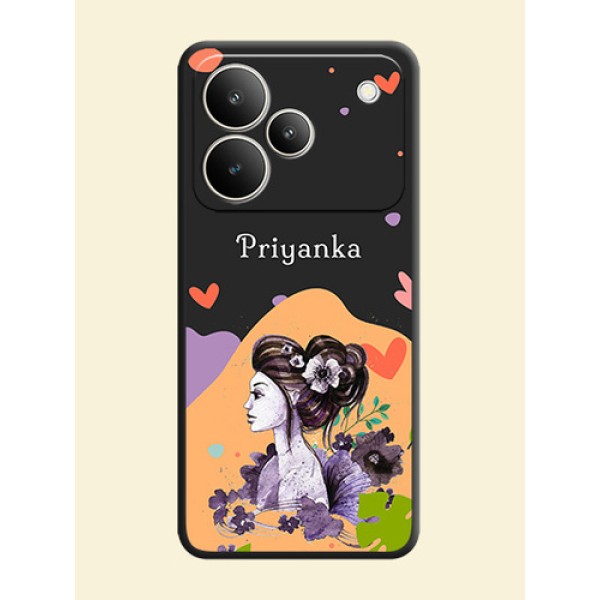 Namecase For Her With Fancy Lady Image On Space Black Custom Soft Matte Mobile Back Cover - Realme P4 5G Namecase For Her With Fancy Lady Image On Space Black Custom Soft Matte Mobile Back Cover - Realme P4 5G